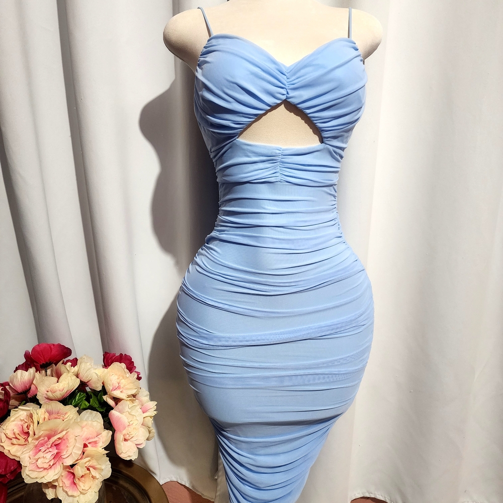 Chic Light Blue Backless Dress